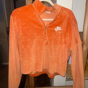 NIKE ORANGE VELOUR HALF ZIP JACKET